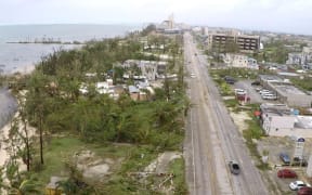 An aerial view of Saipan after Typhoon Soudelor.