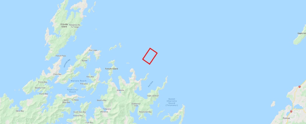 Highlighted in red is NZ King Salmon's proposed 1792-hectare farm.