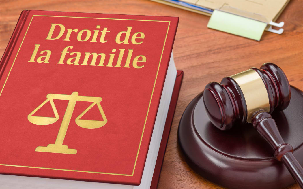 A law book with a gavel - Family law in french - Droit de la famille