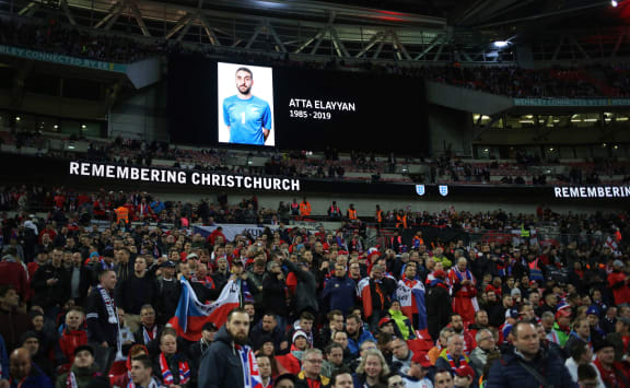 22 March 2019 Wembley, UEFA European Championship Qualifying - England v Czech Republic - a brief moment of respect for Atta Elayyan a futsal player who died in the mosque attack in Christchurch, New Zealand (photo by Mark Leech / www.photosport.nz)