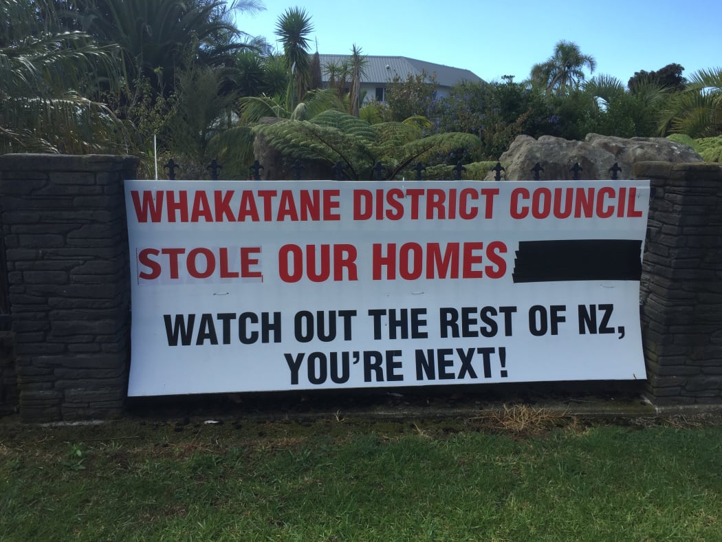 A sign out front of the Whalley's property