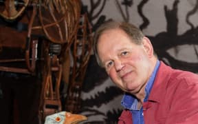 Author Michael Morpurgo, pictured with the goose puppet from the London stage production of War Horse.