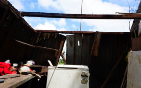 The remains of the Aziz family's laundry in Lovu Settlement in Lautoka Fiji after Cyclone Winston