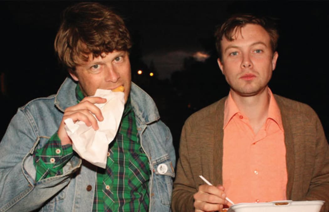 Ed Castelow, left, and his interviewer, Anthonie Tonnon, share a meal.