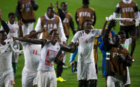 Senegal players celebrate