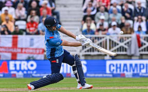 Will Jacks of England hits a 6 over the boundary.