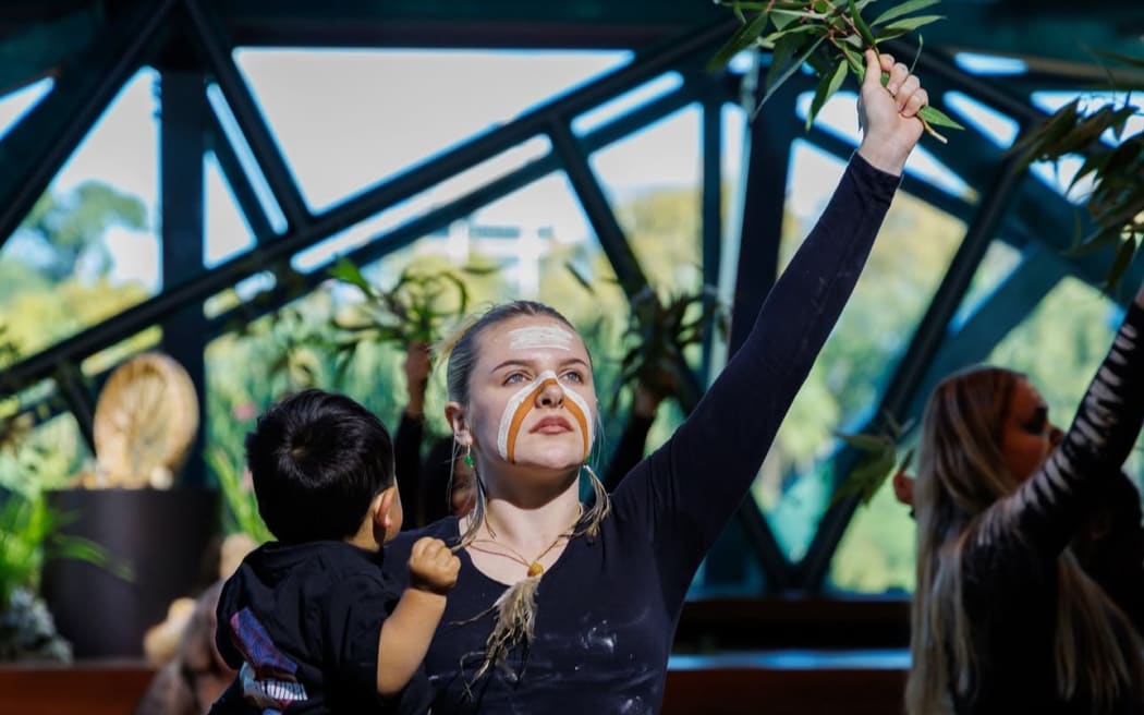 Djirri Djirri lead dancer Ky-ya Nicholson-Ward (Wurundjeri, Dja Dja Wurrung, Ngurai illum Wurrung).