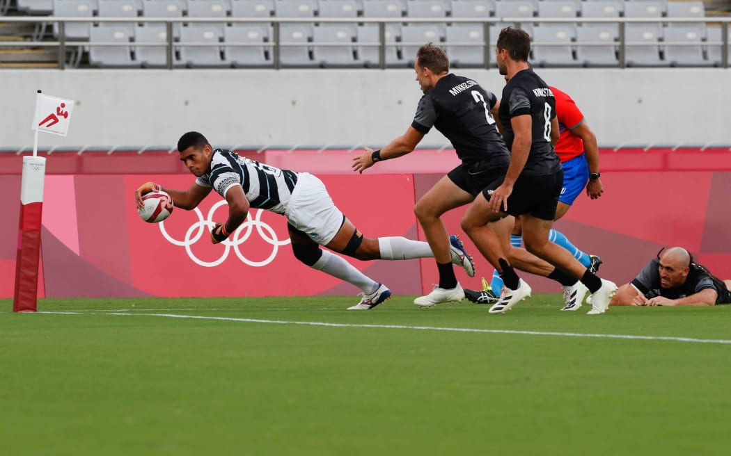 First try of fiji during New Zealand v Fiji, Tokyo 2020 Olympic Games Rugby Men's Final at Tokyo Stadium, Tokyo, Japan on Manday 28th July 2021.
Mandatory credit: @ Kenji Demura / www.photosport.nz