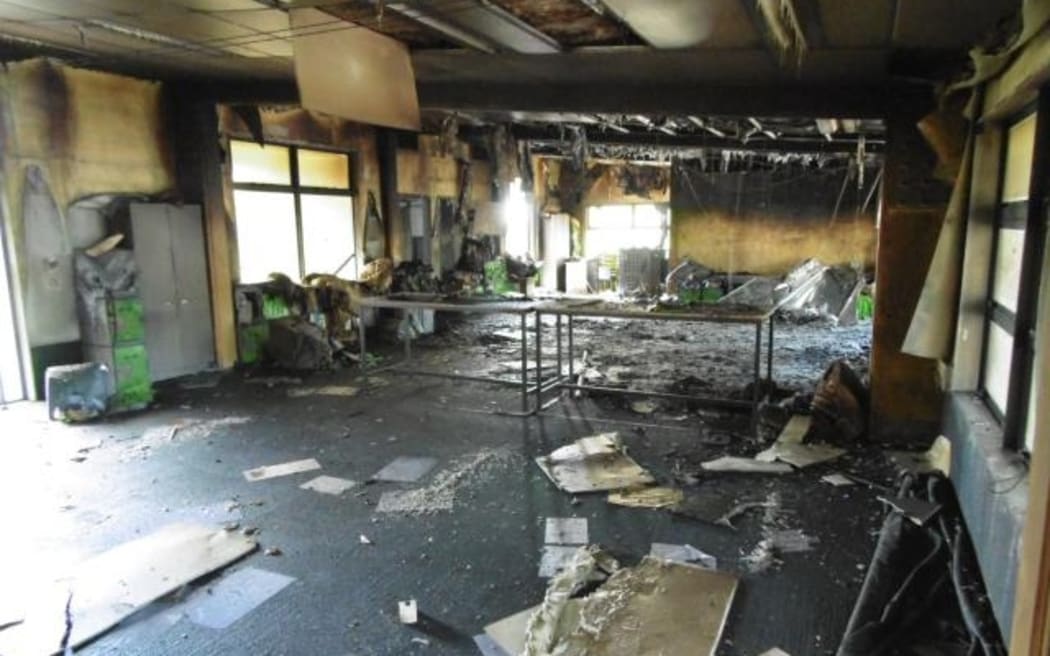 Fire damage to the interior of Green Bay Primary School.