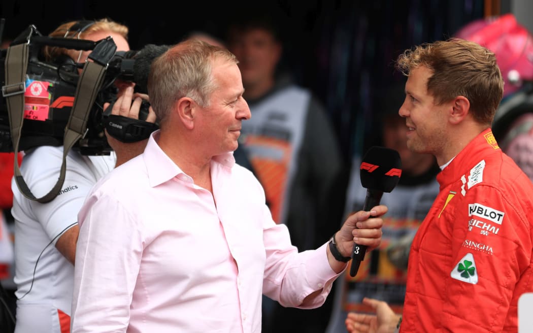 Martin Brundle interviewing Sebasian Vettel in 2018.