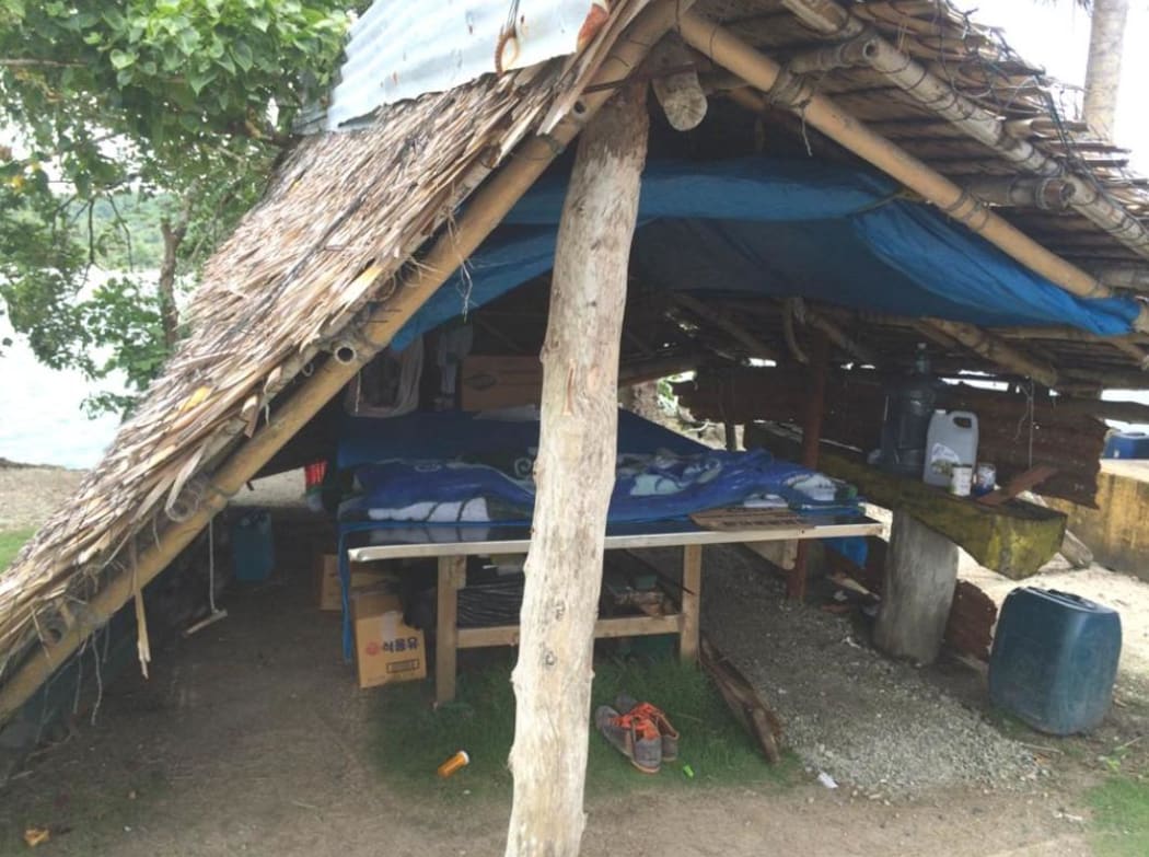 The 34 asylum seekers lived in a traditional hut on the docks of Yap after their boat sank