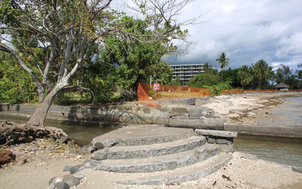 A picture shows the planned construction site of a tourism complex named "Mahana Beach",15 km south of Papeete, in French Polynesia, on July 19, 2014.