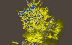 MetService's rain radar at 12pm on Saturday showed the North Island being drenched in downpours.