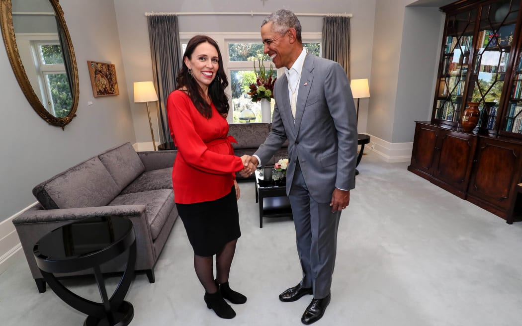 Barack Obama meets with Prime Minister Jacinda Adern.