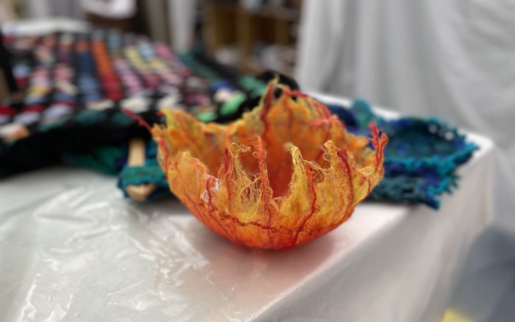 A bowl  made from recycled clothes
