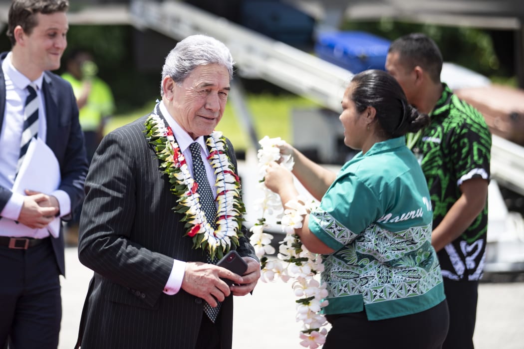 Deputy Prime Minister Winston Peters arrives at Nauru Airport on a RNZAF jet for the Pacific Islands Forum. 3 September 2018.