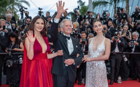 France, Cannes, 2023-05-16. Carys Zeta Douglas, Michael Douglas and Catherine Zeta-Jones on the red carpet of the Palais des Festival de Cannes, during the opening night in Cannes France. . Photograph by Roland MACRI / Hans Lucas.
France, Cannes, 2023-05-16. Carys Zeta Douglas, Michael Douglas et Catherine Zeta-Jones sur le tapis rouge du Palais des Festival de Cannes, lors de la soiree d ouverture a Cannes France. Photographie de Roland MACRI / Hans Lucas. (Photo by Roland Macri / Hans Lucas / Hans Lucas via AFP)