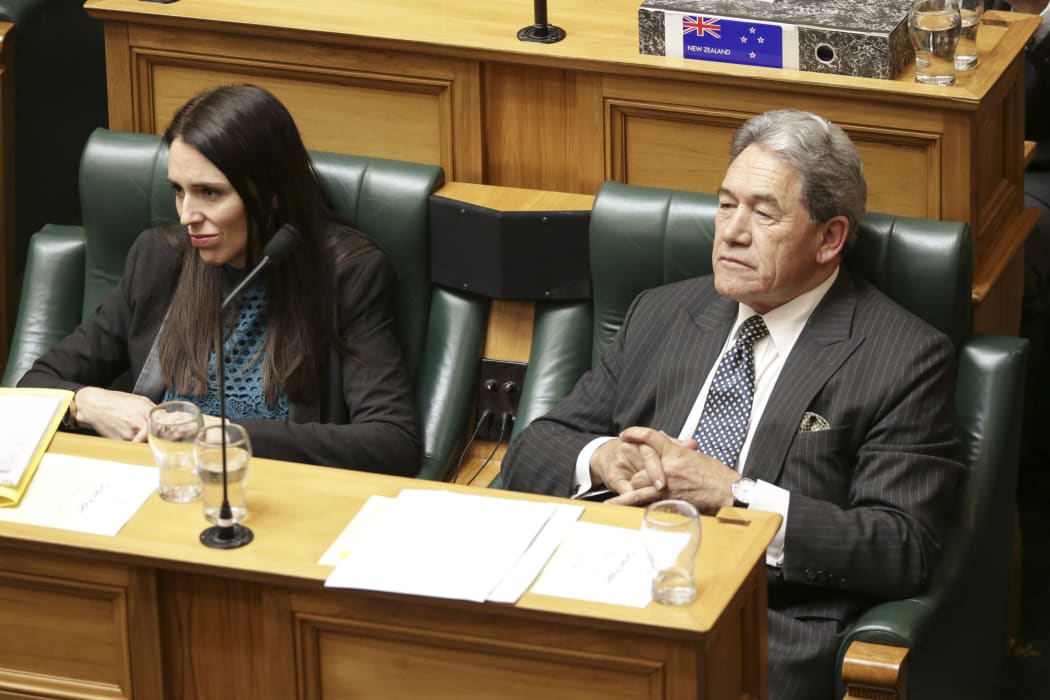 Jacinda Ardern and Winston Peters at The House.