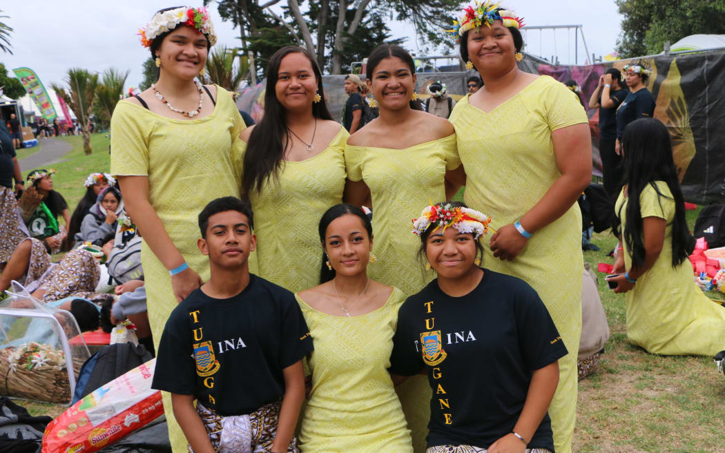 Members of Massey High School's Tuvalu group