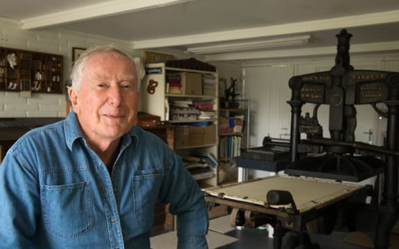 Tara McLeod in his studio at his Albion Press