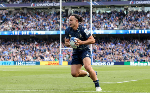 Leinster's James Lowe scores a try
