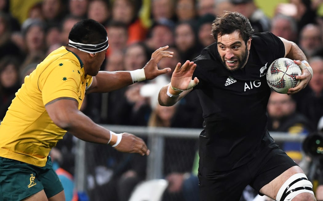 Sam Whitelock on the charge.
