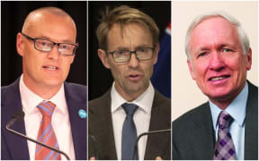 Minister of Health David Clark, Director-General of Health Dr Ashley Bloomfield and Otago University Professor and epidemiologist Sir David Skegg.