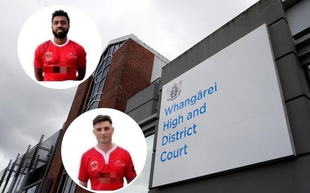 Mid Northern rugby players Inoke Nakadavotu (top) and Cameron Hill are on trial over allegations of a sexual assault on a woman.