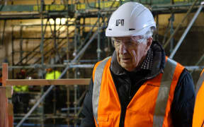 Today, the original architects of the hall, Sir Miles Warren and Maurice Mahoney, checked in on the construction site as the last piece of heritage fabric from the building was removed for restoration.