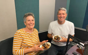 Yael Shochat of Ima Cuisine and Jesse with Crispy Chicken Nibbles
