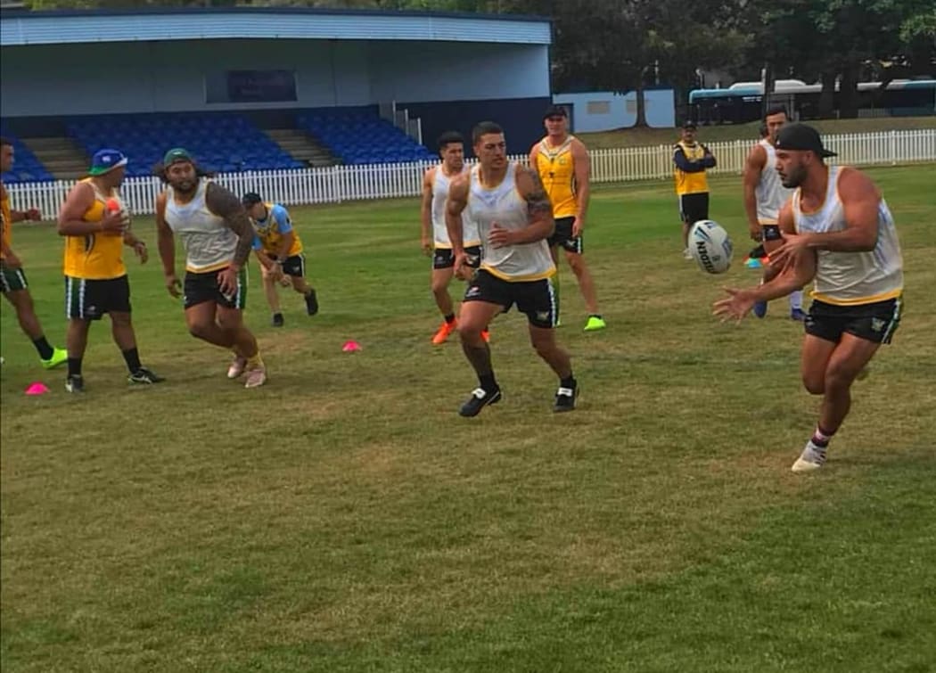 The Cook Islands in training ahead of their World Cup qualifier against the USA.