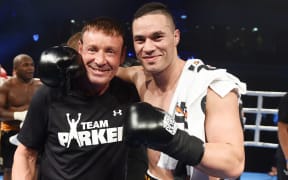 Joseph Parker (R) with trainer Kevin Barry