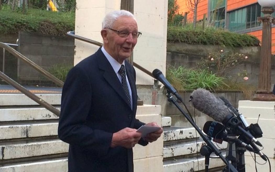 Mark Dunajtschik speaks to media at Wellington Hospital 10 July