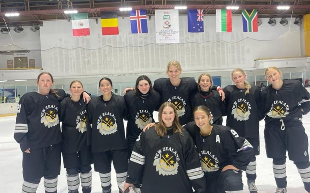 Women's National under 18 Ice-hockey team in Bulgaria after winning gold