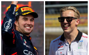 Sergio Perez, left, and Liam Lawson