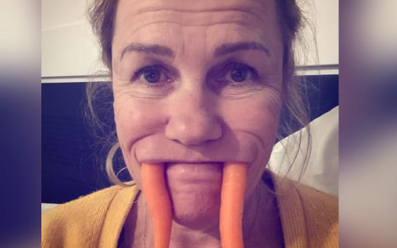 Robyn Malcolm is in the 'naughty corner' after MIQ confiscated her candle.