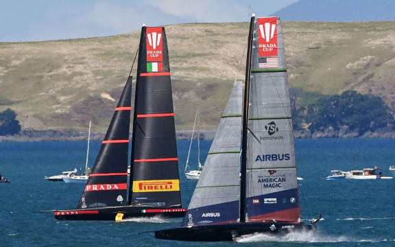 Italy's Luna Rossa Prada Pirelli versus USA's American Magic and Patriot 2. Prada Cup semi final race 3 ahead of the 36th America's Cup. Auckland, New Zealand. Saturday 30 January 2021. © image by Andrew Cornaga / www.photosport.nz