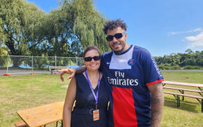 AJ Tracey with Charlotte Ryan at Laneway 2024