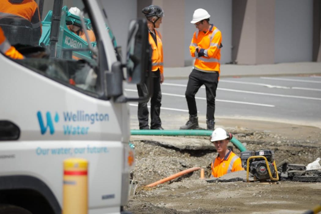A water pipe has burst at Parumoana Street, Porirua on 11 November, 2022.
