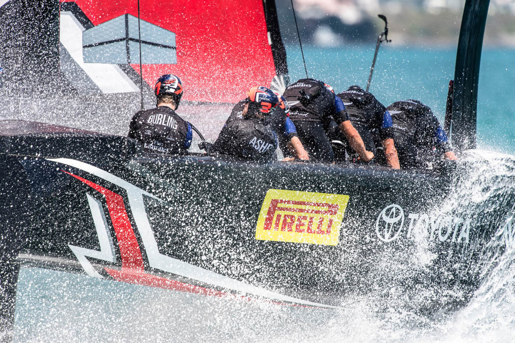 Emirates Team New Zealand training during the 35th America's Cup, Bermuda, 2017.