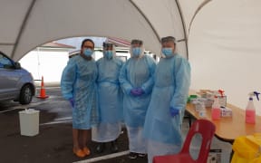 South Seas Healthcare nurses at the pop up testing centre near the Manukau Samoan Methodist Church.