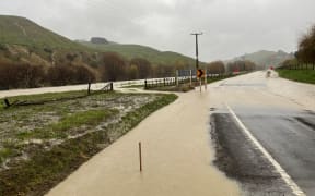 Flooding on State Highway 2 in Otoko in Tairāwhiti District.