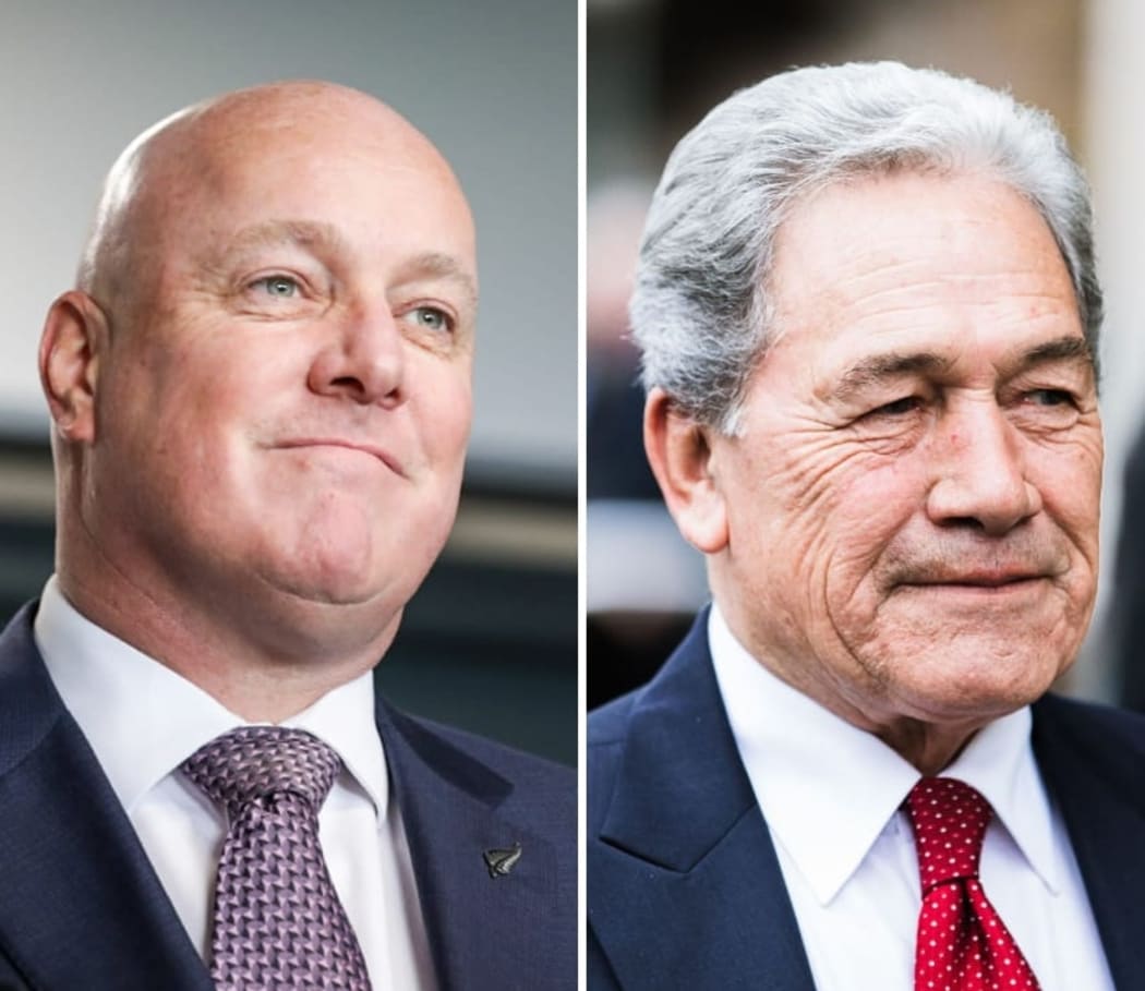 National Party leader Christopher Luxon and New Zealand First Party leader Winston Peters.