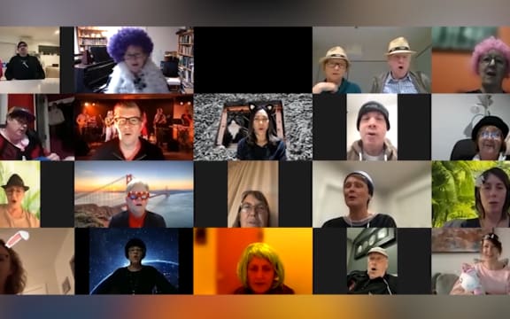 A choir attempts harmony on Zoom under lockdown level 4.