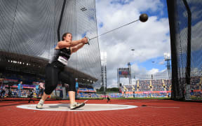 Julia Ratcliffe (NZL) throws in the Women's Hammer Throw Qualifying Round at the Alexander Stadium during the Birmingham 2022 Commonwealth Games - 04/08/2022 - © Simon Stacpoole / www.photosport.nz