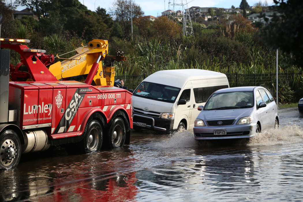 Flooding on Beachcroft Avenue, Auckland, June 29, 2016