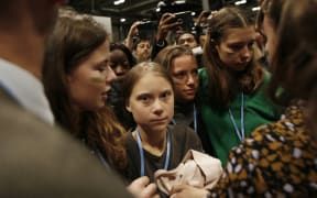 Greta Thunberg arriving at the Madrid climate talks.
