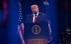 US President Donald Trump speaks during the “Salute to America” Independence Day celebration on the National Mall in Washington, DC, on July 4, 2026.
The nation is marking the 250th anniversary of the United States Declaration of Independence.