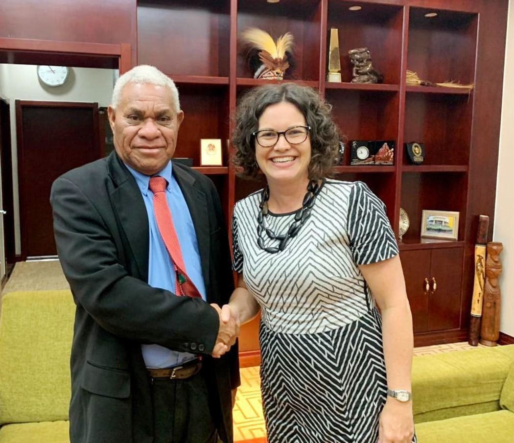 Vanuatu's Prime Minister Bob Loughman and Australia’s High Commissioner to Vanuatu, Sarah deZoeten.