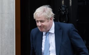 British Prime Minister Boris Johnson leaves 10 Downing Street to give statement to MPs in the House of Commons regarding the findings from Sue Gray's inquiry into parties at Downing Street during a Covid-19 lockdown.